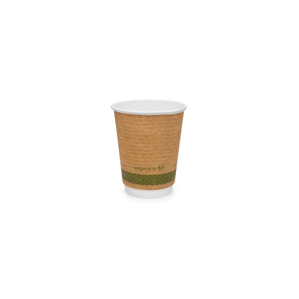 Vegware 8 oz Disposable Insulated Hot Cup - PLA, Printed (VDW-K08)