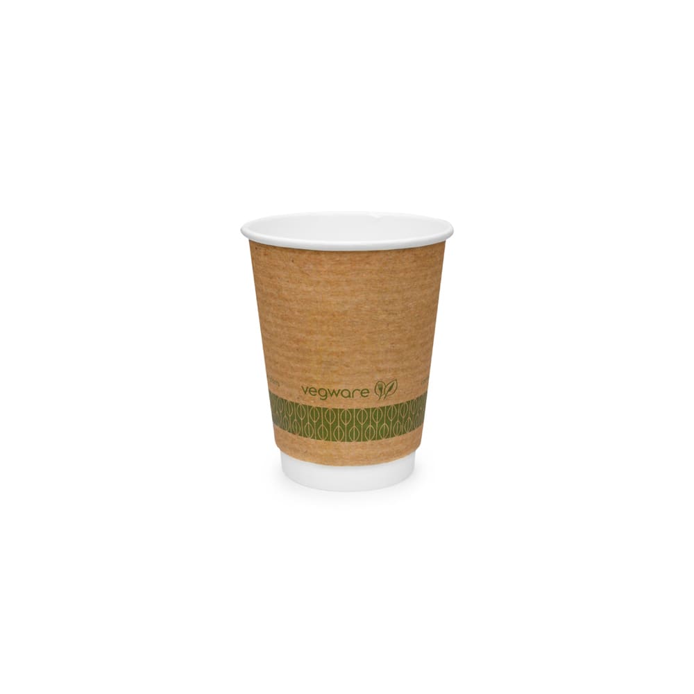 Vegware 12 oz Disposable Insulated Hot Cup - PLA, Printed (VDW-K12)