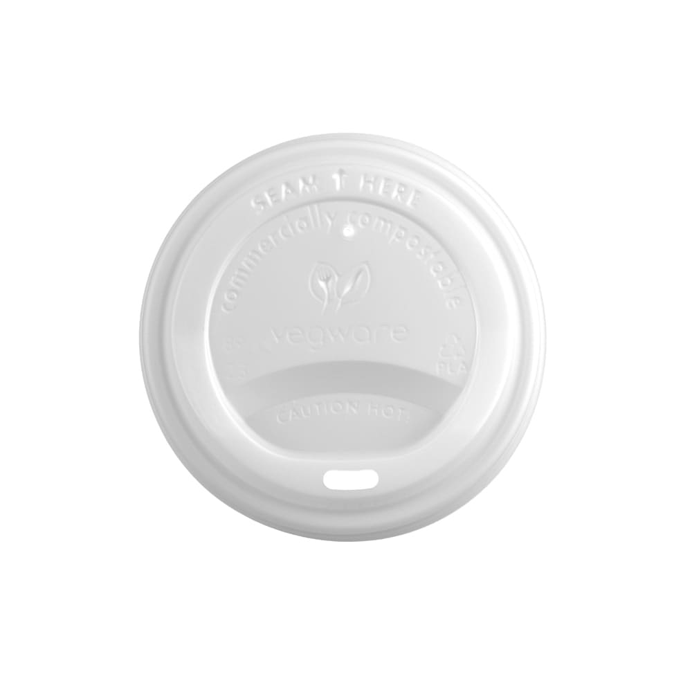 Vegware Flat Lid for 89 Series Hot Cups - PLA, White (VLID89S)