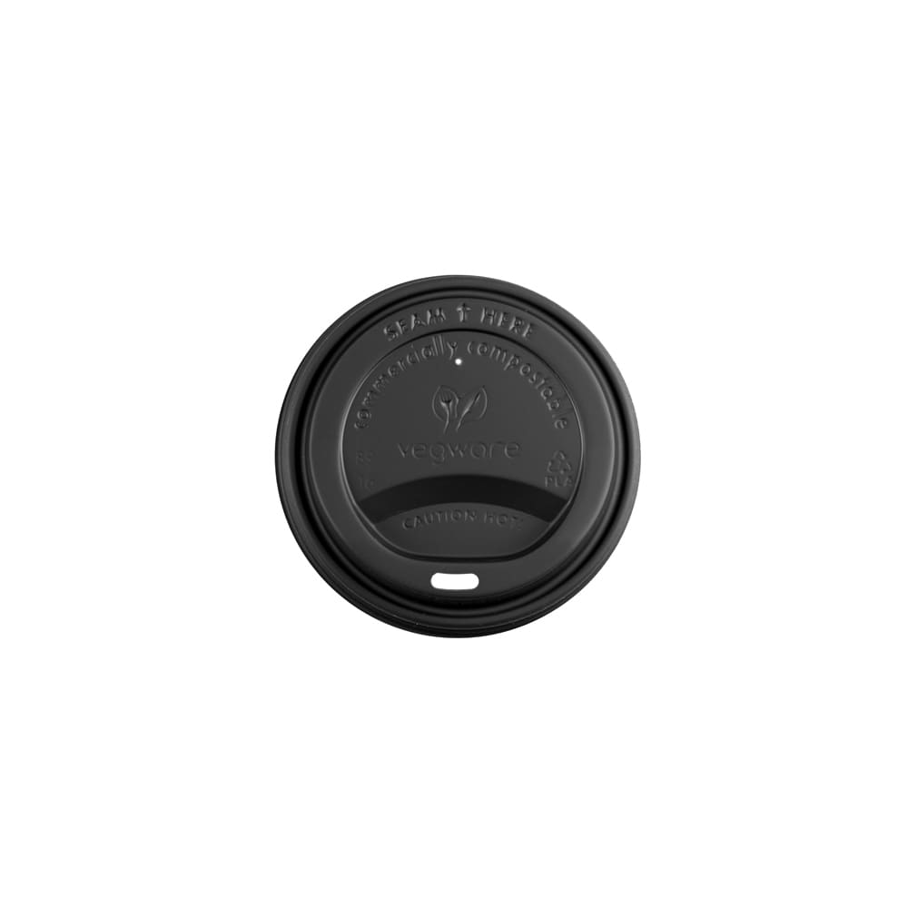 Vegware Flat Lid for 89 Series Hot Cups - PLA, Black (VLID89SB)