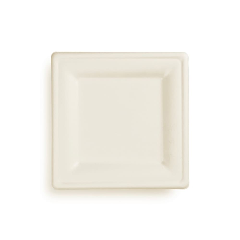 Vegware 10" Square Disposable Plate - Molded Fiber, Natural Brown (VPSQ-10N)