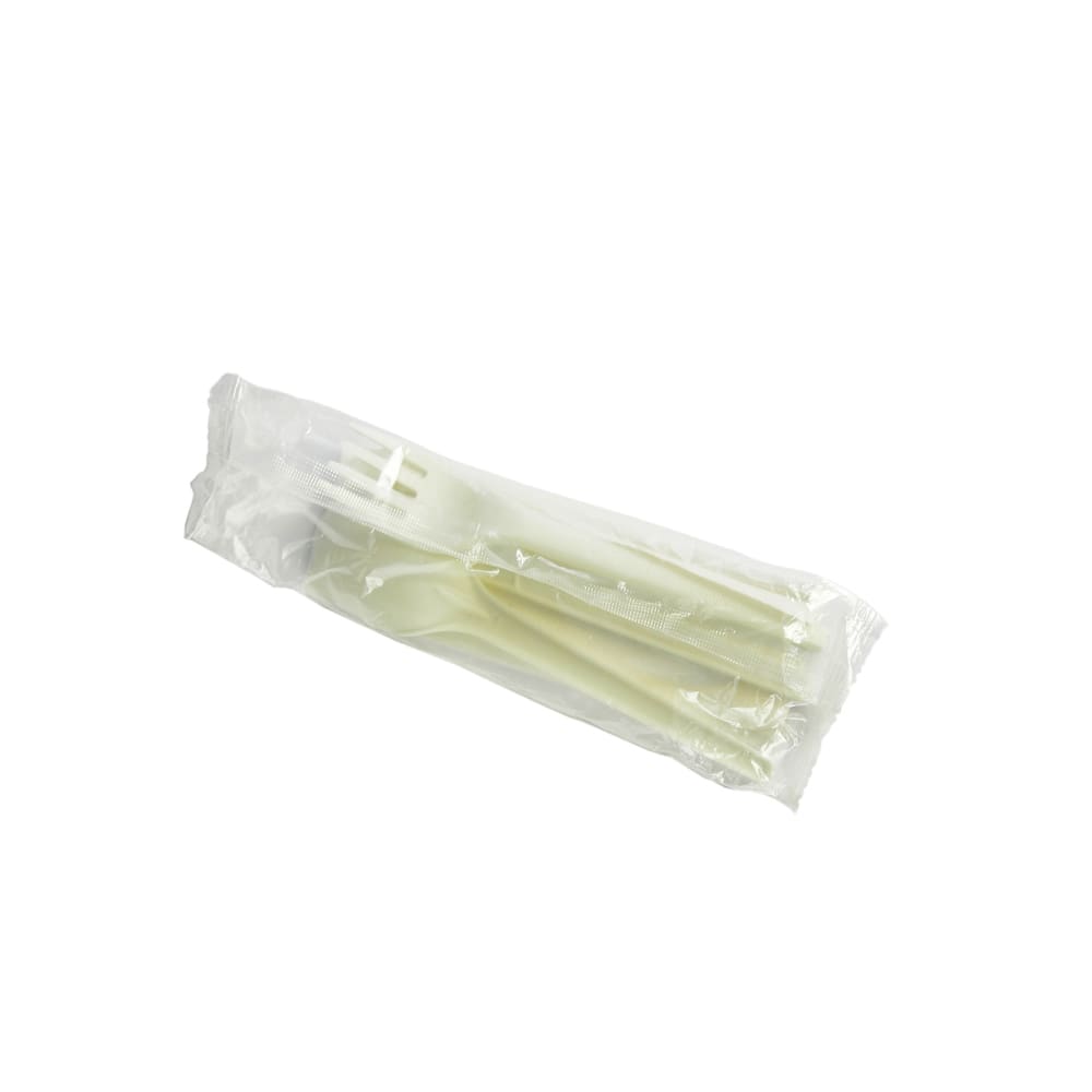 Vegware 6 1/2" Disposable Cutlery Set - PLA, White (VW-KFSWN)