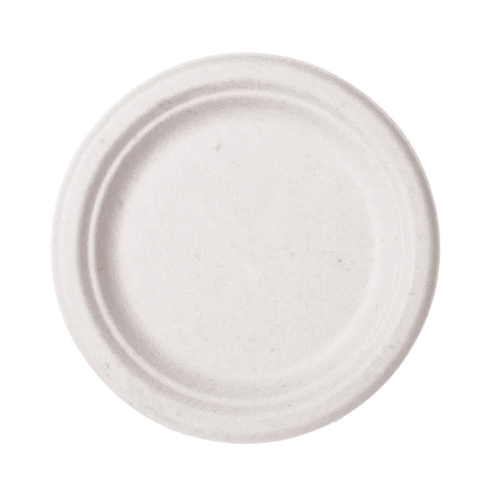 Vegware 7" Round Disposable Plate - Molded Fiber, White (WHBRG-07)