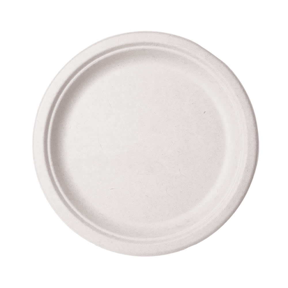 Vegware 10" Round Disposable Plate - Molded Fiber, White (WHBRG-10)