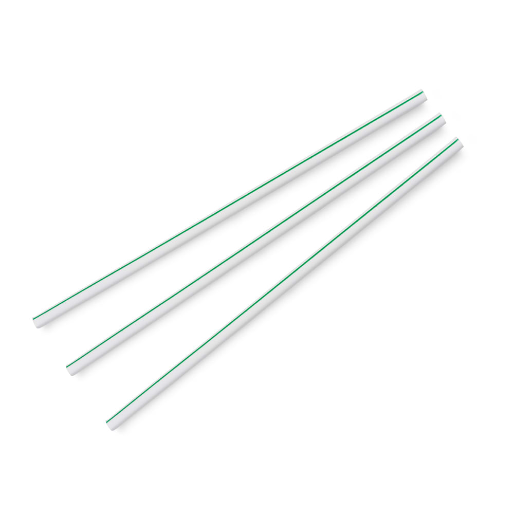 Vegware 8 1/4" Unwrapped Straws - PLA, Green Striped (WS05-GS)