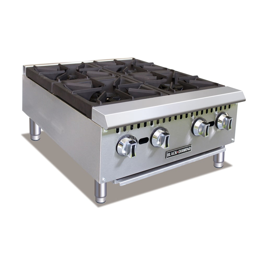 Black Diamond BDCTH-24 4 Burner Hot Plate - Heavy Duty, 100,000 BTU, Stainless, Convertible