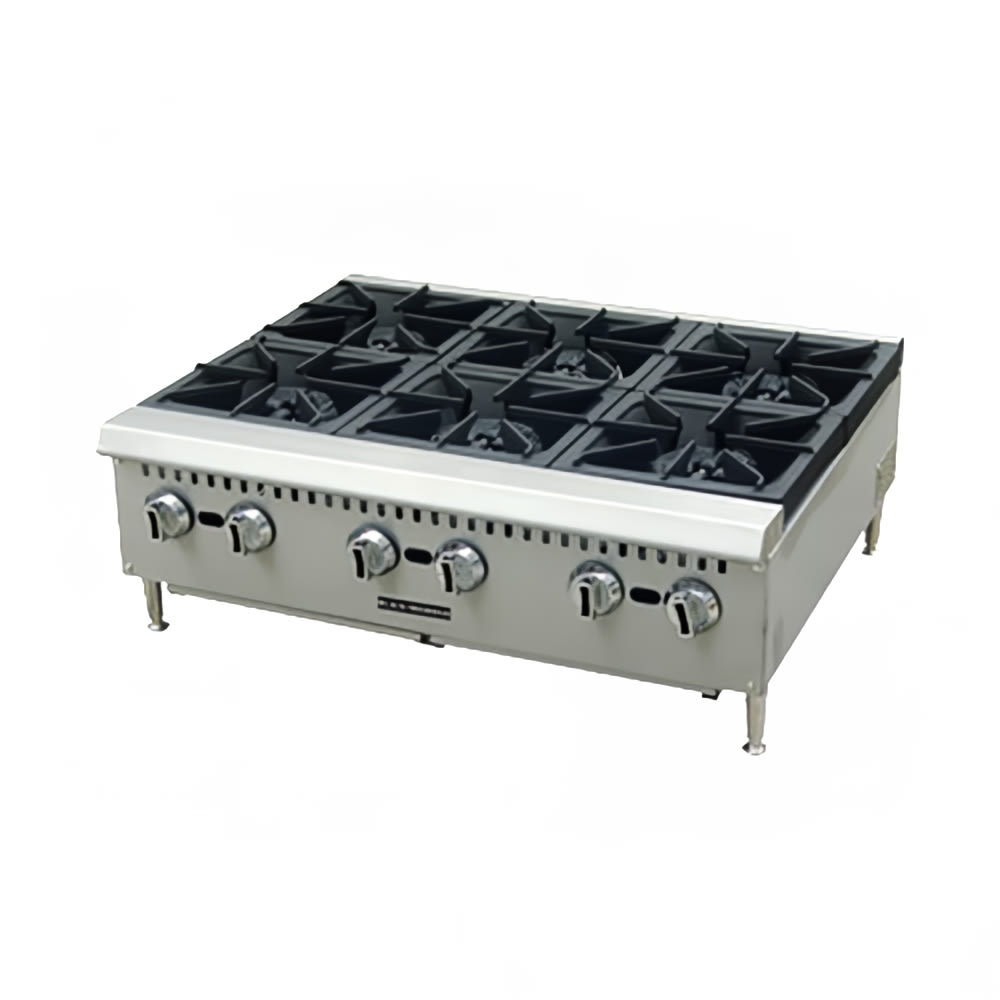 Black Diamond BDCTH-36 6 Burner Countertop Hotplate - Heavy Duty, 150,000 BTU, Stainless, Convertible