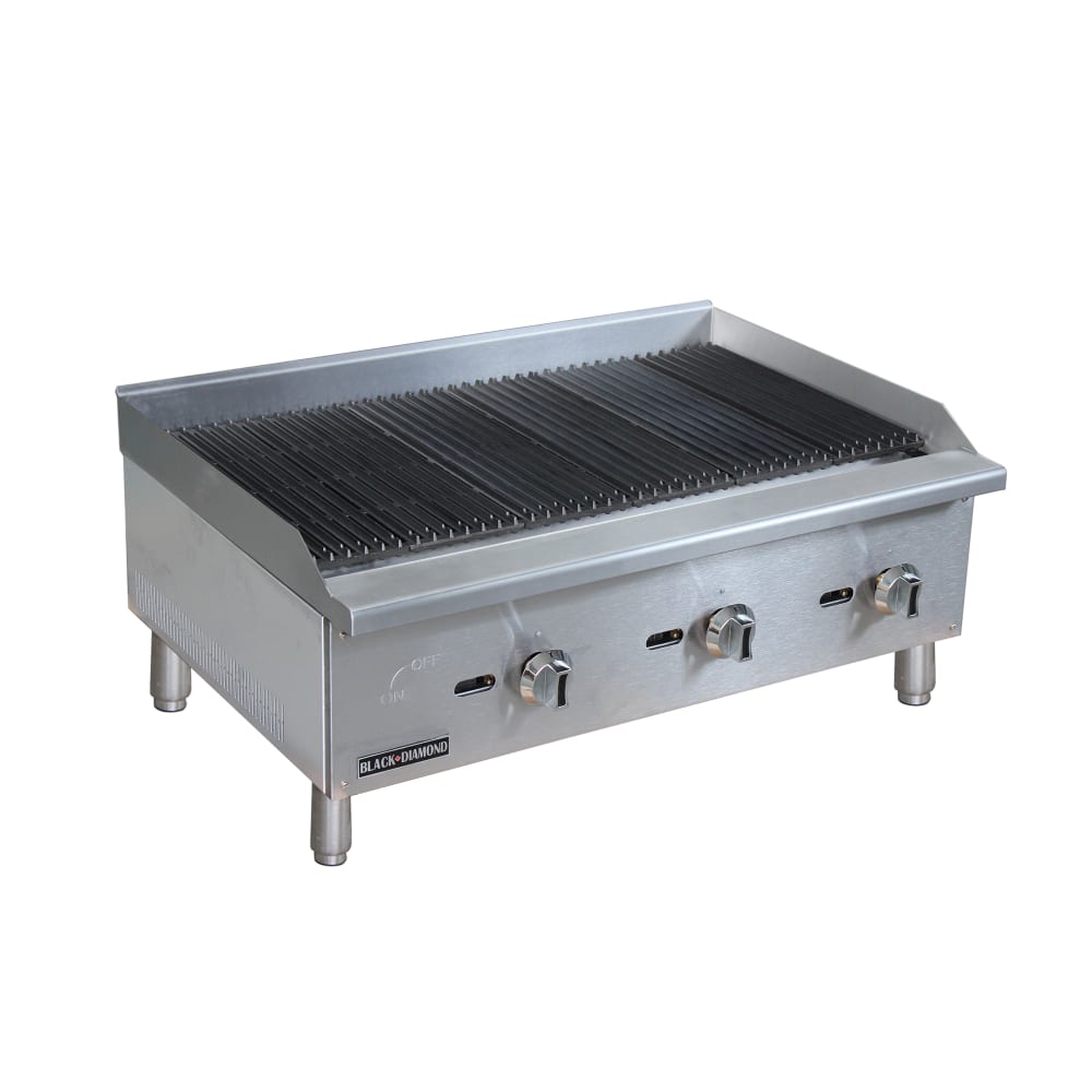 Black Diamond BDECTC-36 36" Countertop Charbroiler - Standard, 90,000 BTU, Stainless, Natural Gas