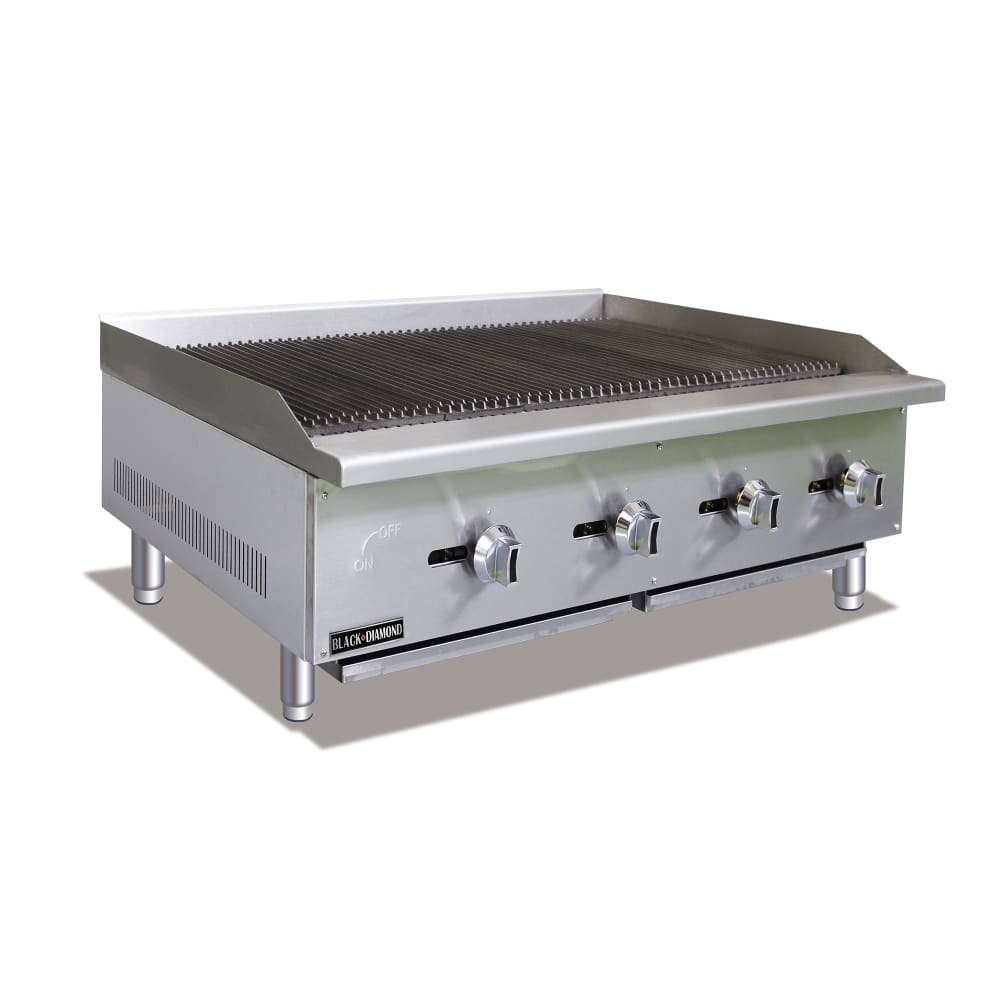 Black Diamond BDECTC-48 48" Countertop Charbroiler - Standard, 120,000 BTU, Stainless, Natural Gas
