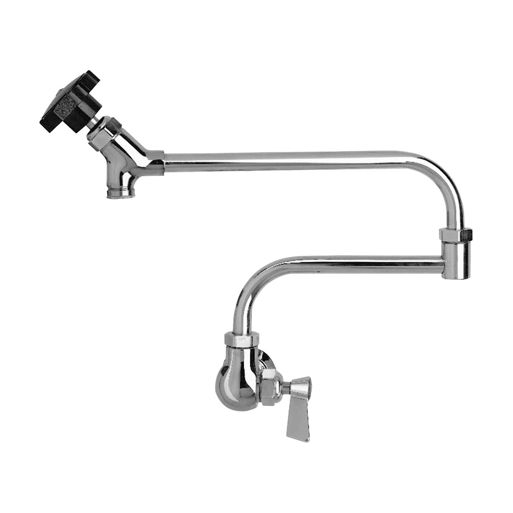 Fisher 54836 Splash Mount Pot Filler w/ 24" Double Jointed Swing Spout - Stainless Steel