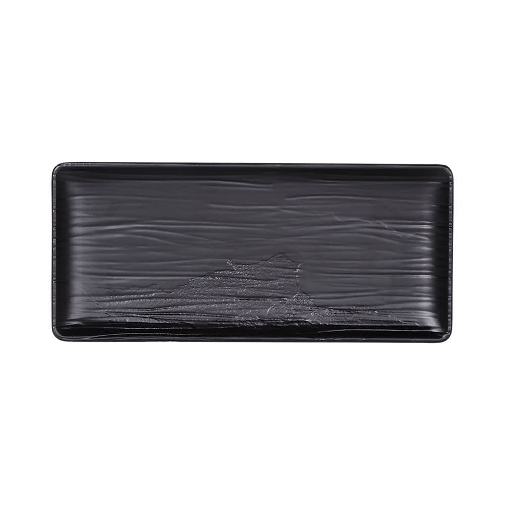 Elite Global Solutions Rectangular Melamine Denali Plate - 11 3/8" x 5 1/8", Black (B20378-B)