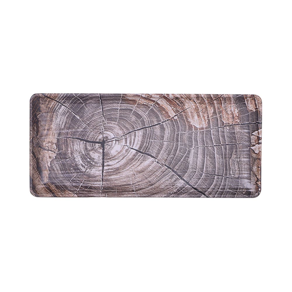 Elite Global Solutions Rectangular Melamine Denali Plate - 11 3/8" x 5 1/8", Knotwood (B20378-KW)