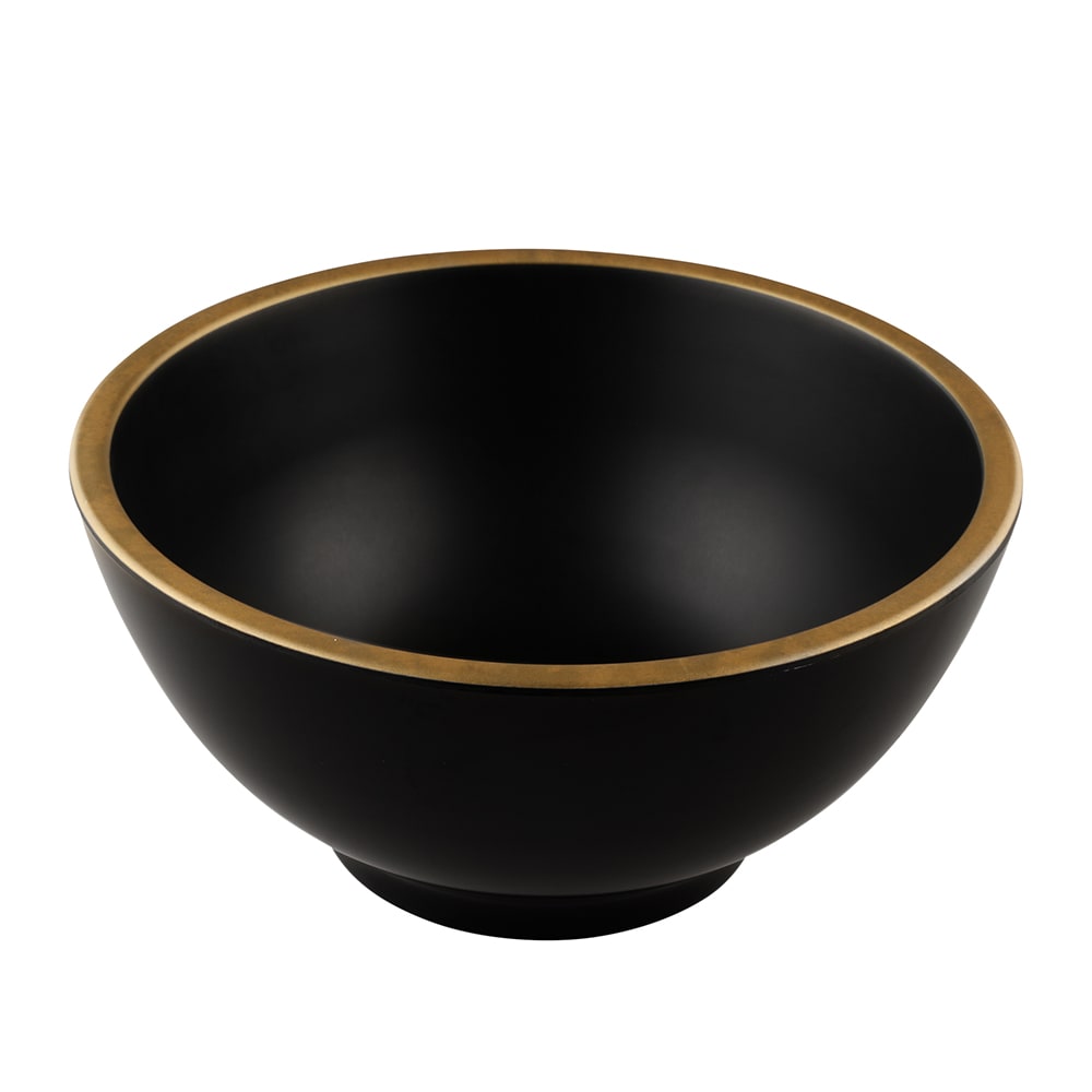 Elite Global Solutions 53 oz Round Melamine Serving Bowl, Black/Gold (B245080-GLDB)