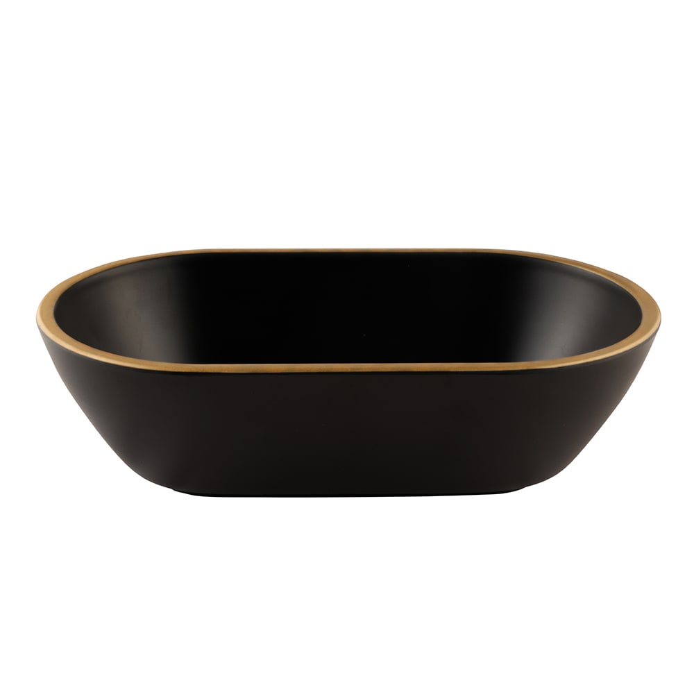 Elite Global Solutions 45 oz Oval Melamine Serving Bowl, Black/Gold (B249102-GLDB)