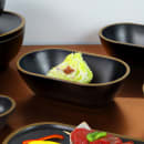 Elite Global Solutions 45 oz Oval Melamine Serving Bowl, Black/Gold (B249102-GLDB) thumbnail 7