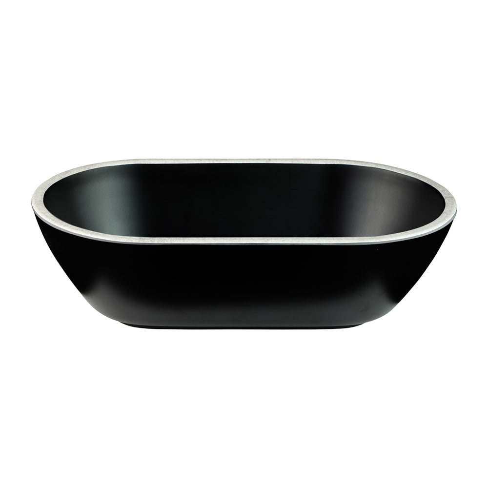 Elite Global Solutions 45 oz Oval Melamine Serving Bowl, Black/Silver (B249102-SLVB)