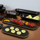 Elite Global Solutions 20 1/4" x 6" Oval Melamine Bowl Lid - Black/Gold (B250200-GLDB) thumbnail 8