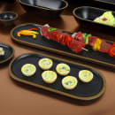 Elite Global Solutions 12 5/8" x 5 7/8" Oval Melamine Dinner Plate - Black/Gold (B251127-GLDB) thumbnail 7