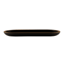 Elite Global Solutions 10 1/4" x 4 3/4" Oval Melamine Dinner Plate - Black/Gold (B252102-GLDB) thumbnail 3