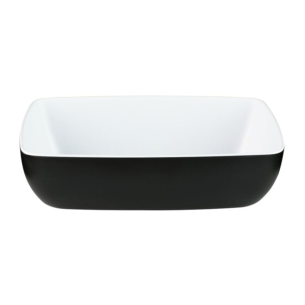 Elite Global Solutions 72 oz Rectangular Melamine Serving Bowl, Black/White (B264105-BW)