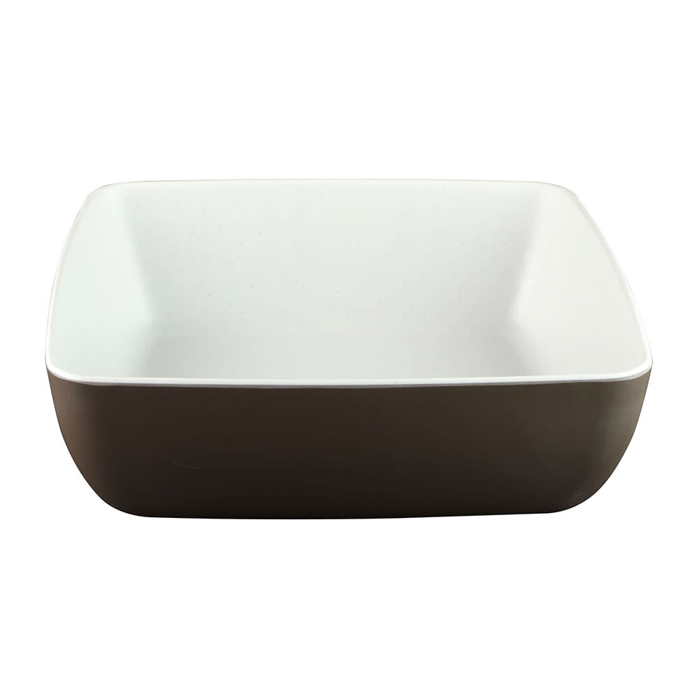 Elite Global Solutions 113 oz Square Melamine Serving Bowl, White/Chocolate (B267098-WS/CH)