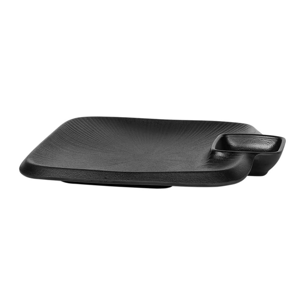 Elite Global Solutions 9" Square Chip & Dip Plate - Melamine, Black (B428090-B)