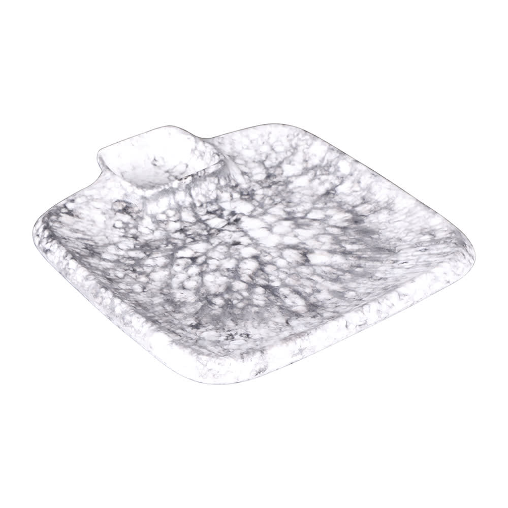 Elite Global Solutions 9" Square Chip & Dip Plate - Melamine, Marble (B428090-BBM)