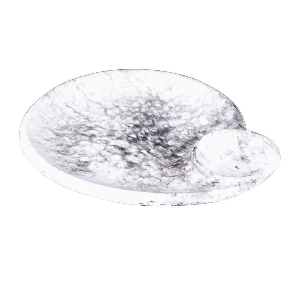 Elite Global Solutions 9 1/2" x 8" Oval Chip & Dip Plate - Melamine, Marble (B429095-BBM)