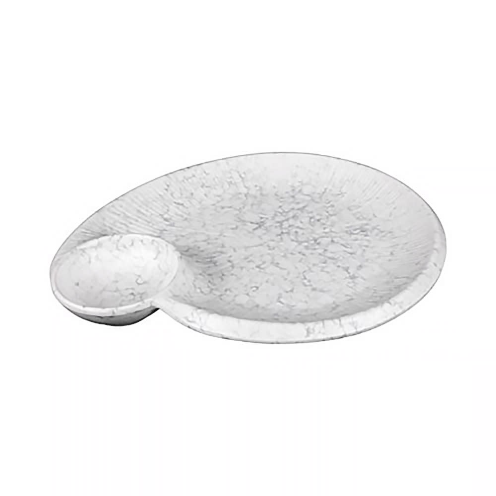 Elite Global Solutions 9 1/2" x 8" Oval Chip & Dip Plate - Melamine, Gray Marble (B429095-GYM)