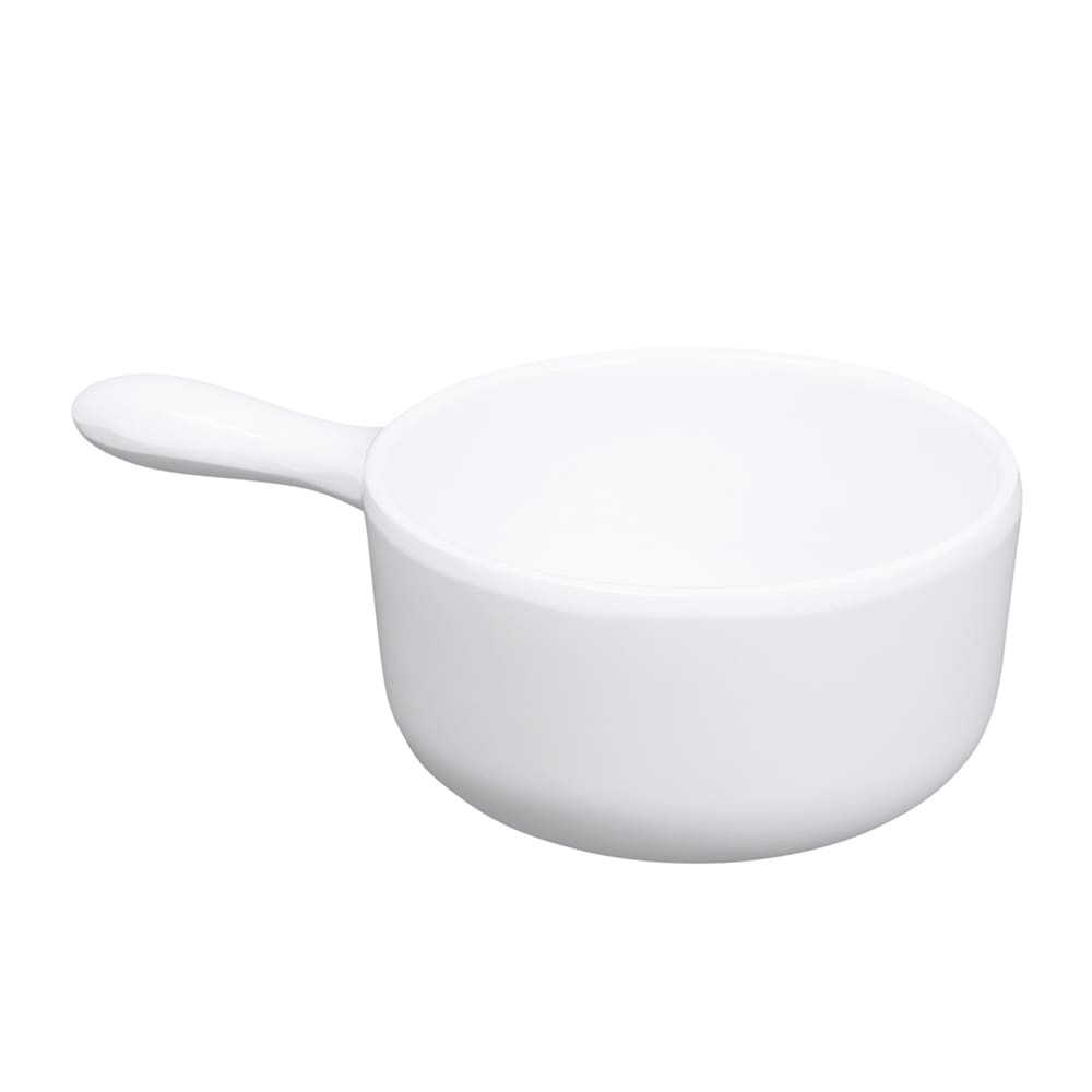 Elite Global Solutions 10 oz Round French Casserole Dish w/ Handle - Melamine, White (D10C-W)