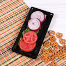 Elite Global Solutions 12" x 5 1/2" Rectangular Sqaured Platter - Melamine, Black (D126RC-B) thumbnail 6