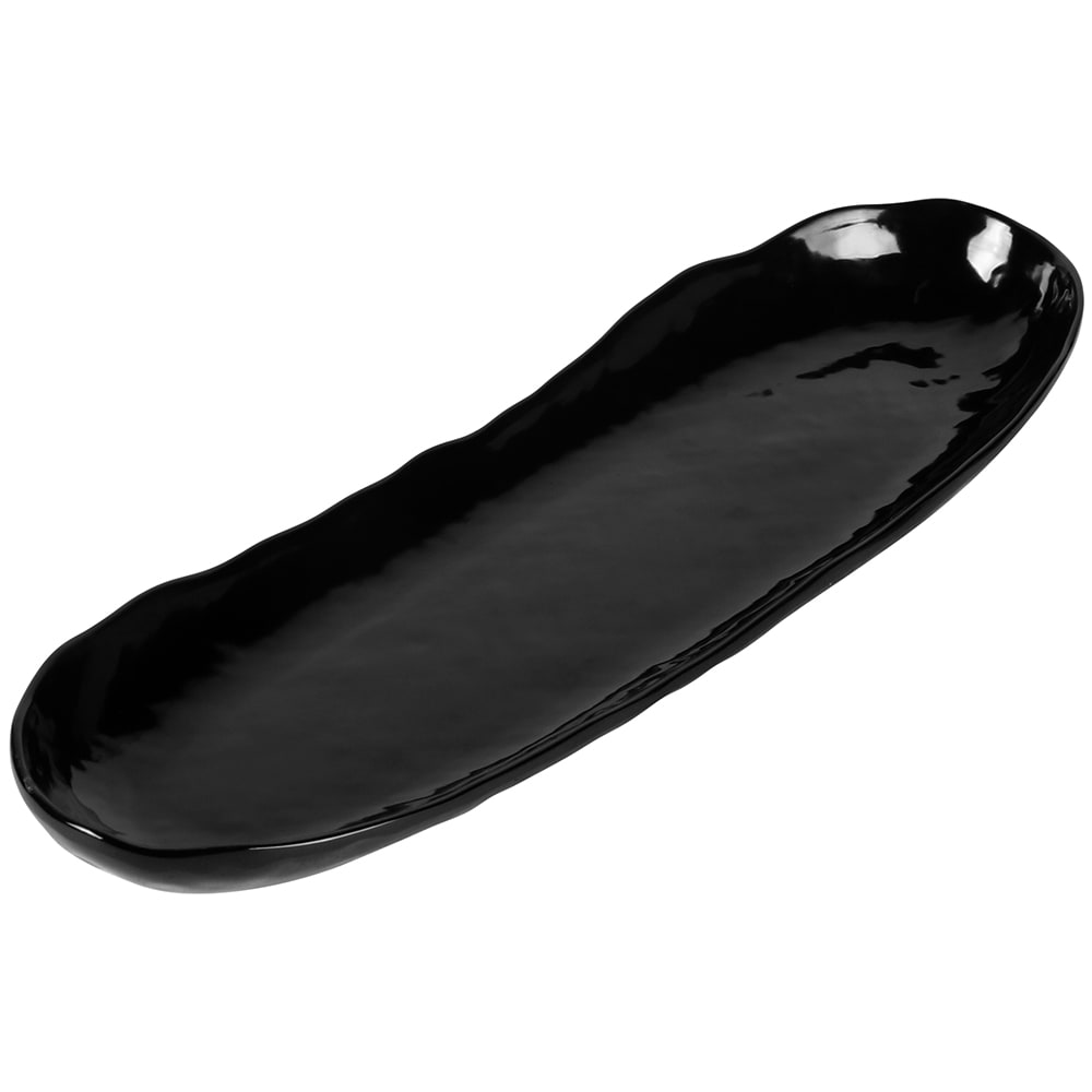 Elite Global Solutions 13" x 4" Oval Tuscany Tray - Melamine, Black (D134-B)