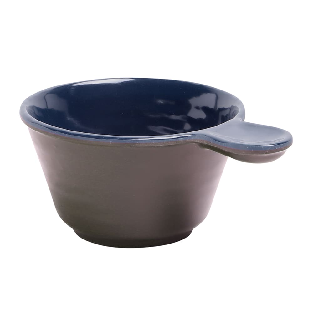 Elite Global Solutions 10 oz Round Melamine Handled Bowl, Lapis/Chocolate (D42RR-LAP/CH)