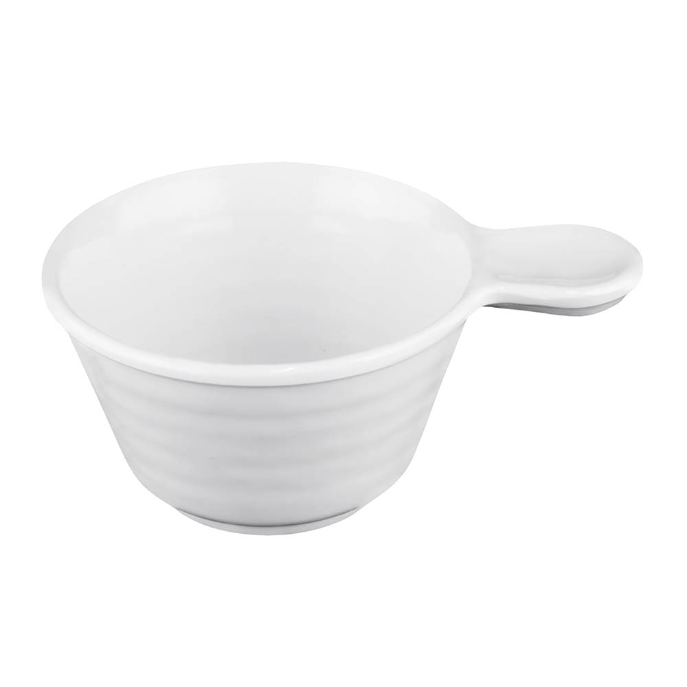 Elite Global Solutions 10 oz Round Pebble Creek Bowl w/ Handle - Melamine, White (D42RR-W)