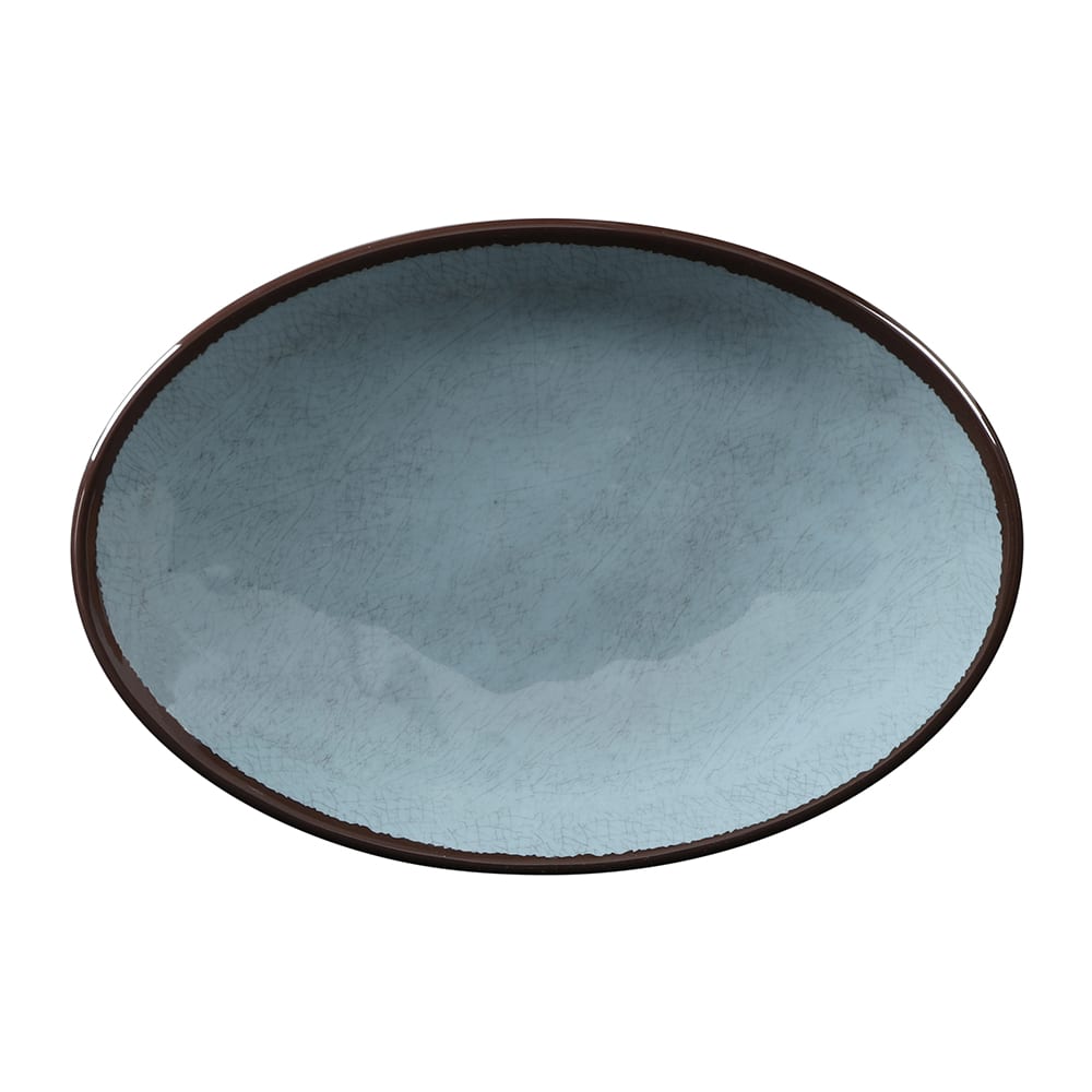 Elite Global Solutions 12 1/2" x 8 1/2" Oval Melamine Salad Plate - Cameo Blue (D8512OVM-CB)