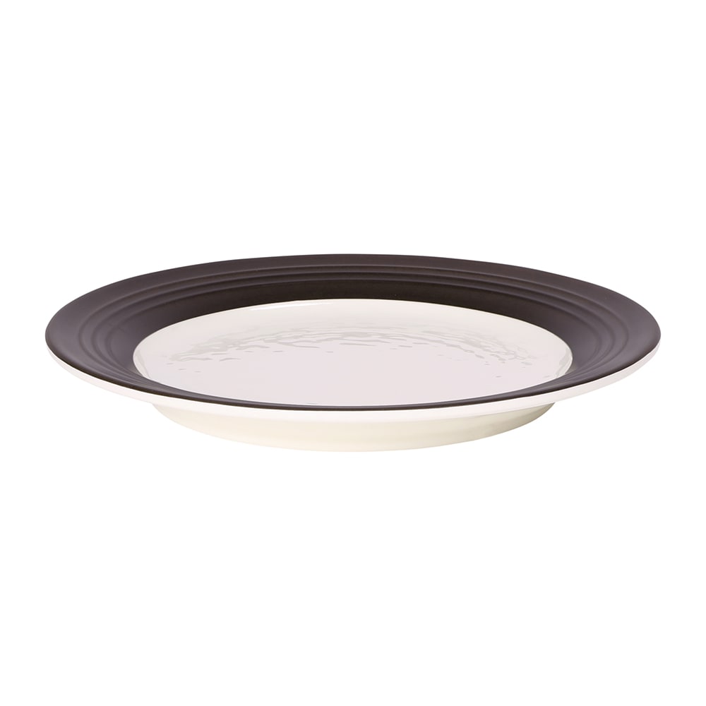 Elite Global Solutions 9" Round Melamine Dinner Plate, Antique White/Chocolate (D897GM-AW/CH)