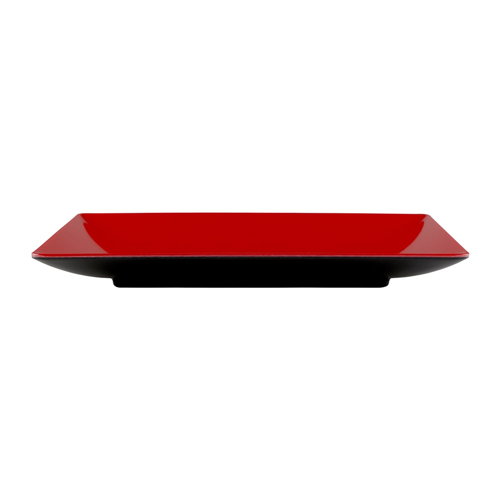 Elite Global Solutions Rectangular Melamine Dinner Plate - 13" x 8", Black/Red (JW1382T-BR)