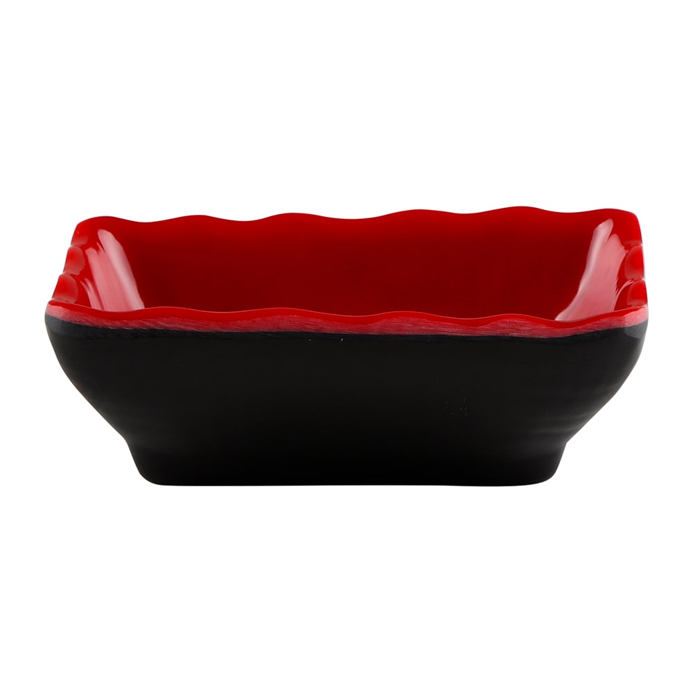 Elite Global Solutions 2 oz Melamine Sauce Dish - Melamine, Black/Red (JW3252T-BR)