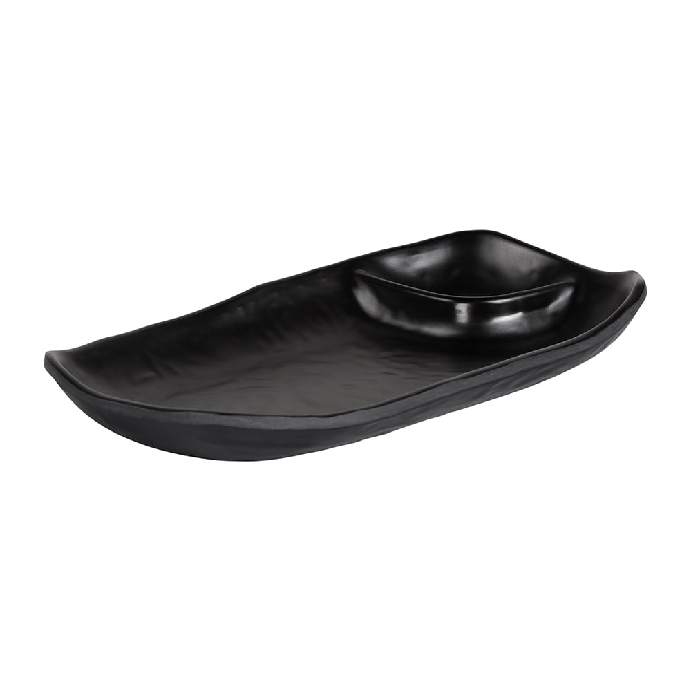 Elite Global Solutions Serving Tray w/2 Compartments - 7 1/2"L x 4 1/2"W, Melamine, Black (JW4031-B)
