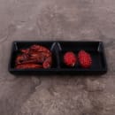 Elite Global Solutions 4 oz Melamine 2 Compartment Sauce Bowl - 5 7/8" x 2 7/8", Black (JW521-B) thumbnail 6