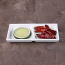 Elite Global Solutions 4 oz Melamine 2 Compartment Sauce Bowl - 5 7/8" x 2 7/8", White (JW521-W) thumbnail 6