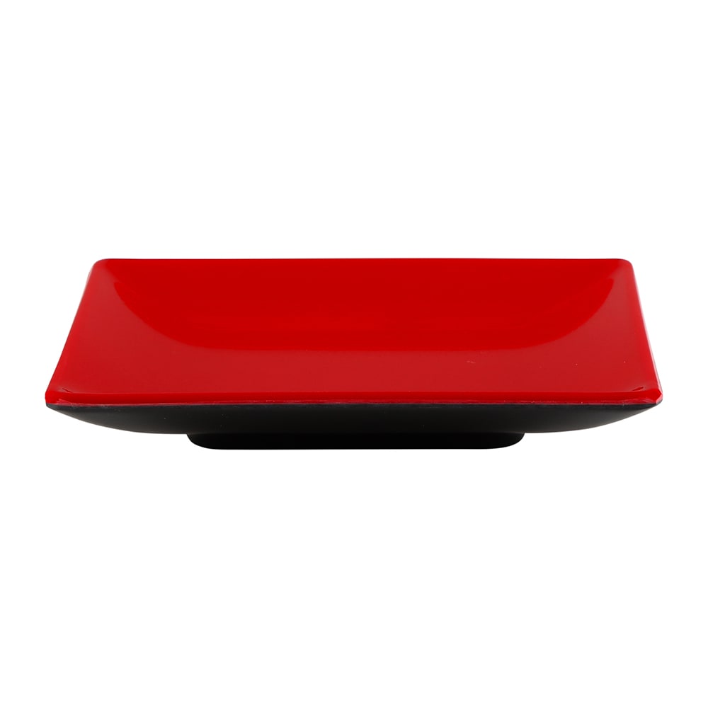 Elite Global Solutions 5" Square Melamine Plate, Black/Red (JW552T-BR)