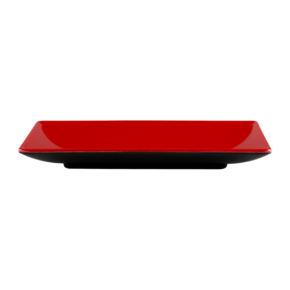 Elite Global Solutions Rectangular Melamine Dinner Plate - 9" x 5", Black/Red (JW952T-BR)