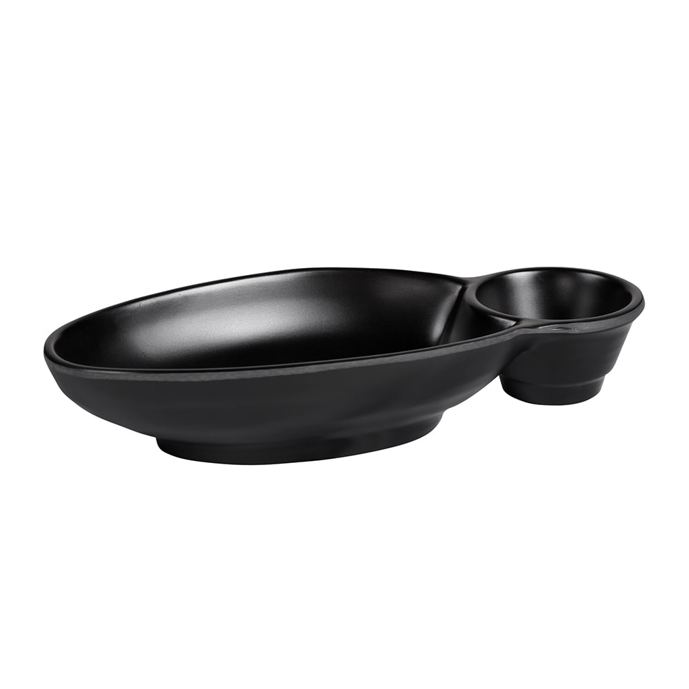 Elite Global Solutions 10" x 5 1/2" Oval Zen Chip & Dip Platter - Melamine, Black (JWC1408-B)