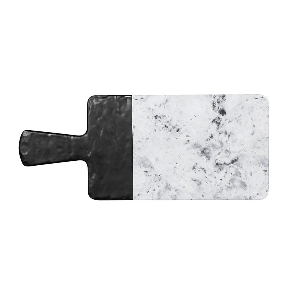 Elite Global Solutions Rectangular Horizon Slate Serving Board - 12" x 7", Melamine, Black Slate/Faux Horizon Marble (M127RCSM-BH)