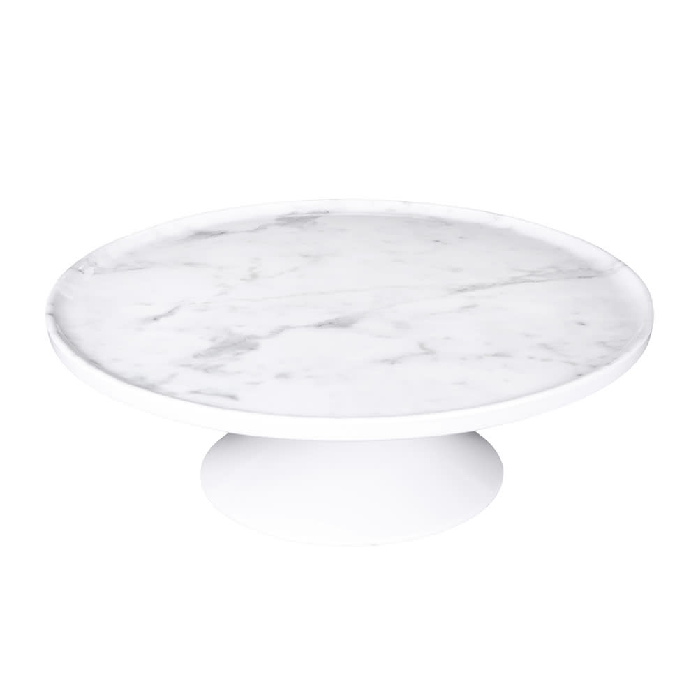 Elite Global Solutions 12" Round Sierra Plate Stand - Melamine, Faux Carrera Marble (M12RPKT-C)