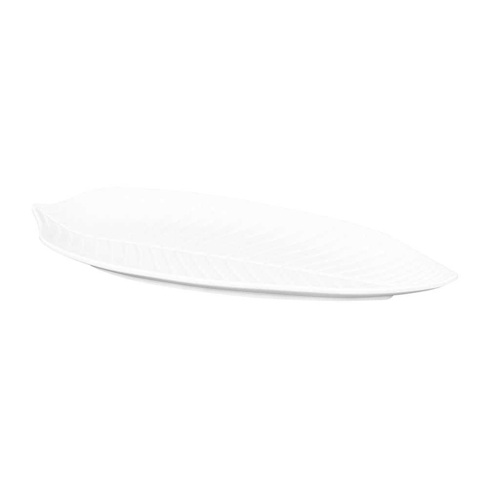 Elite Global Solutions 14" x 6 1/2" Leaf Shaped Tropicana Platter - Melamine, White (M1465PL-NW)