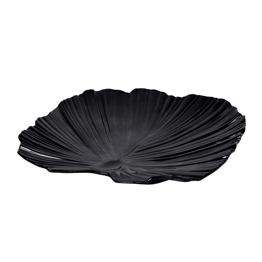 Elite Global Solutions 14" x 13 1/2" Leaf Shaped Tropicana Platter - Melamine, Black (M14PL-B)