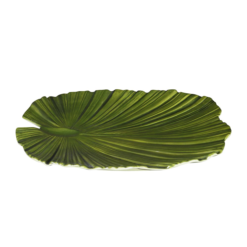 Elite Global Solutions 14" x 13 1/2" Leaf Shape Tropicana Platter - Melamine, Green (M14PL-DG)