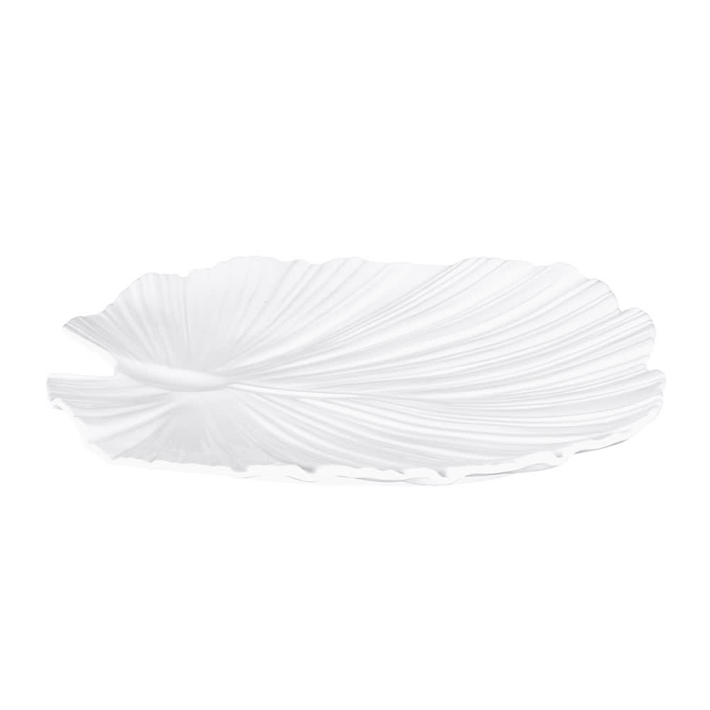 Elite Global Solutions 14" x 13 1/2" Leaf Shape Tropicana Platter - Melamine, White (M14PL-NW)